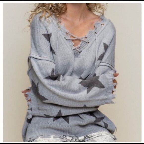 𝅺bohemian sweater with Lace up front and back. - Picture 8 of 15